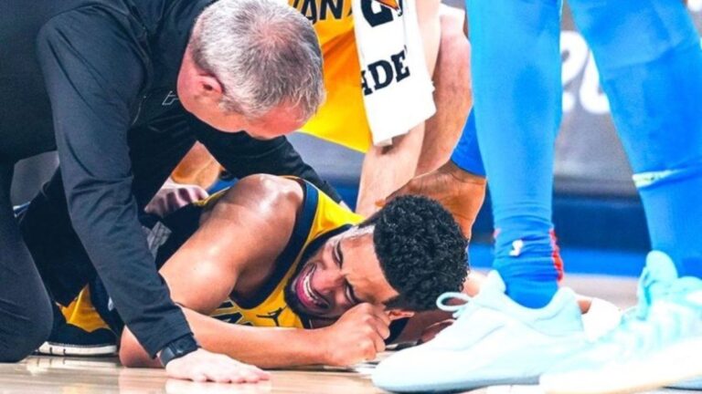 Impactante lesión de Tyrese Haliburton en la final de la NBA: se desplomó en pleno partido