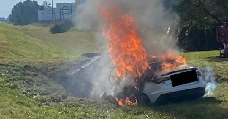 Tragedia en la Ruta 2: hay dos muertos por un auto que se despistó, chocó y se prendió fuego